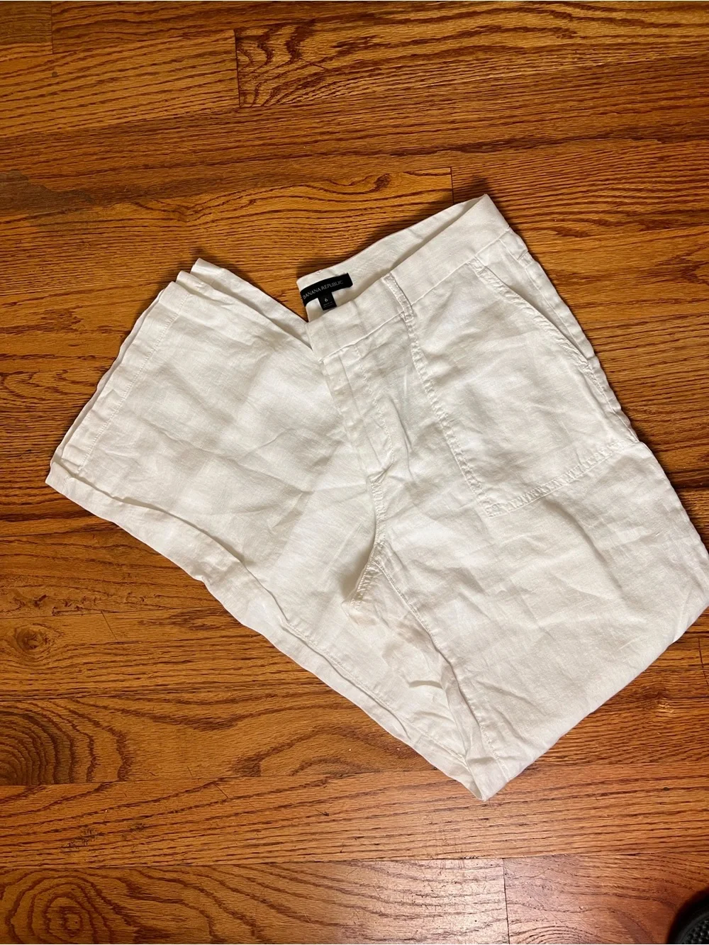 Banana Republic White Linen Flat-Front pants
